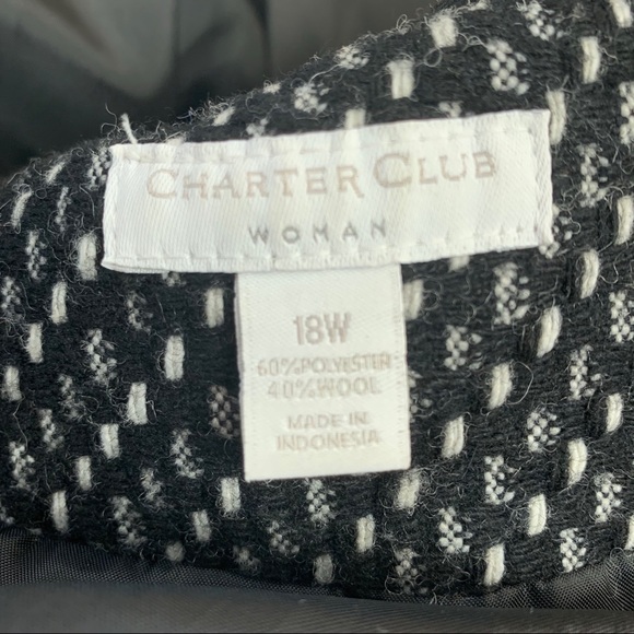 Charter Club Woman Black White Wool Peacoat Jacket B9/2 - Picture 4 of 7